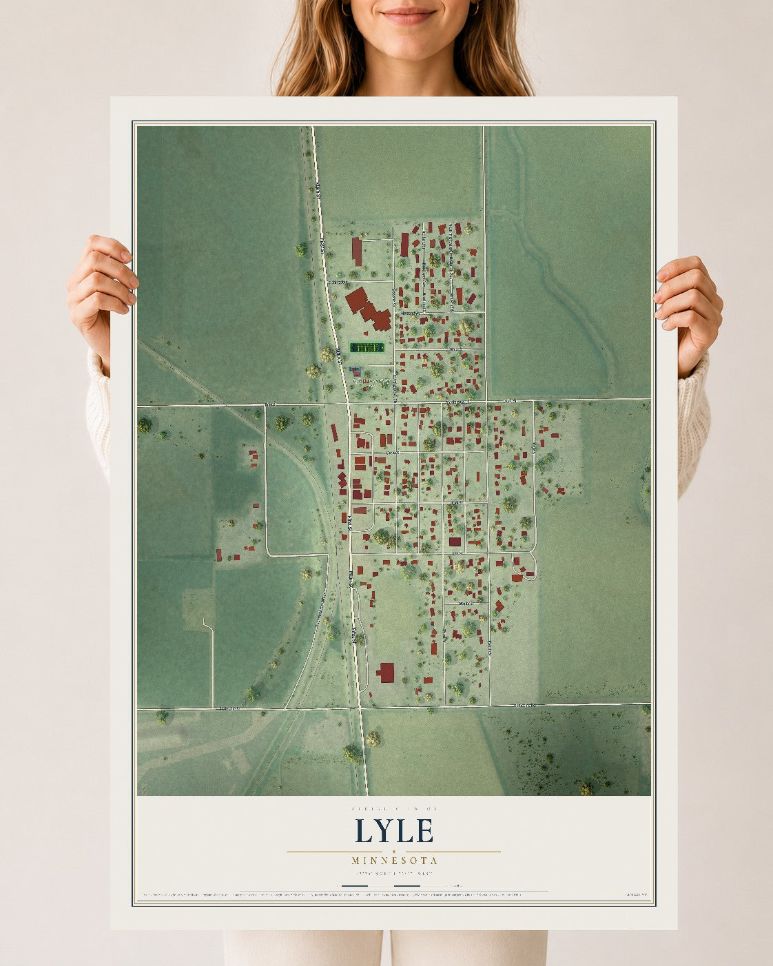 Map of Lyle, Minnesota, 24 x 36 inch unframed archival matte print