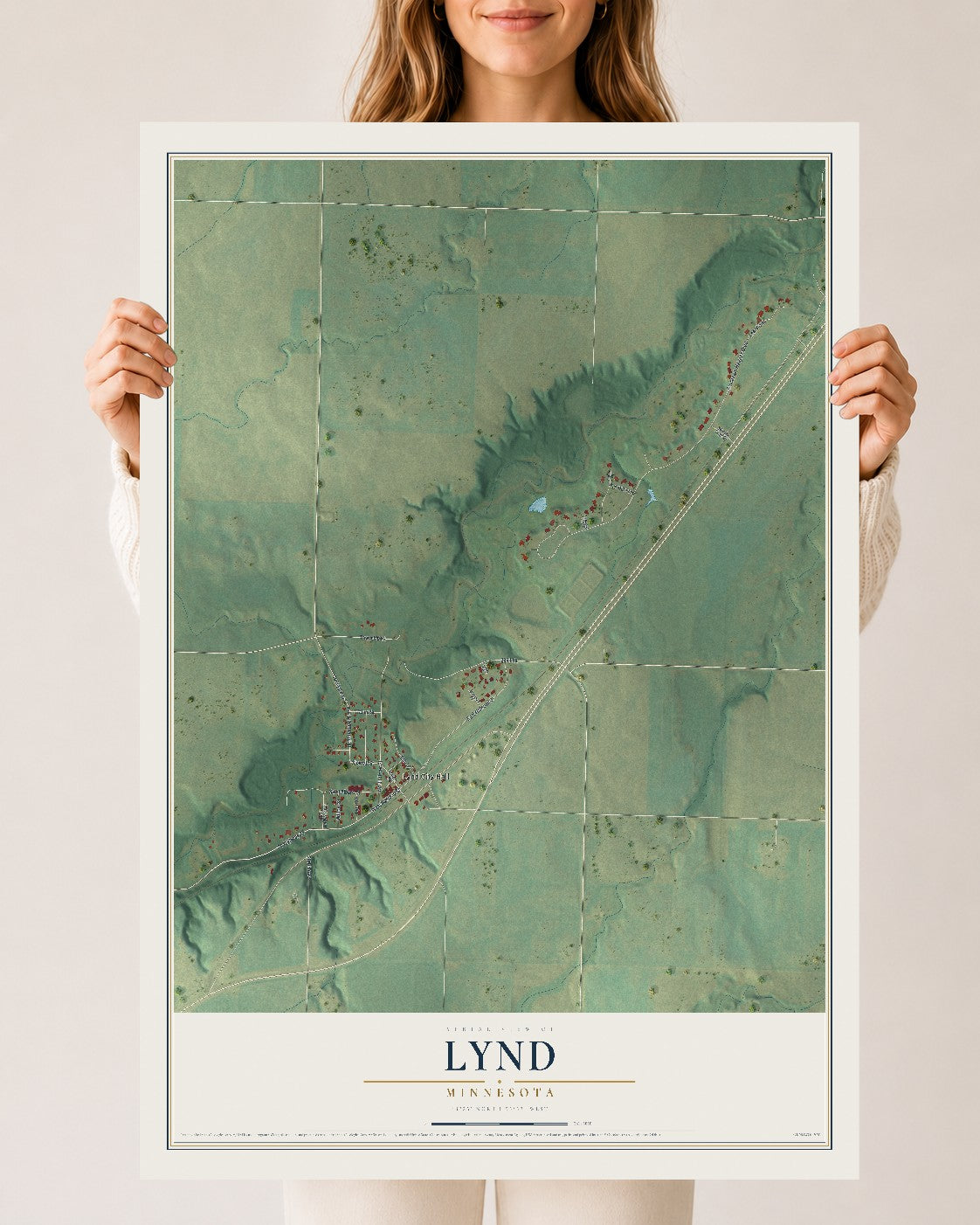 Map of Lynd, Minnesota, 24 x 36 inch unframed archival matte print