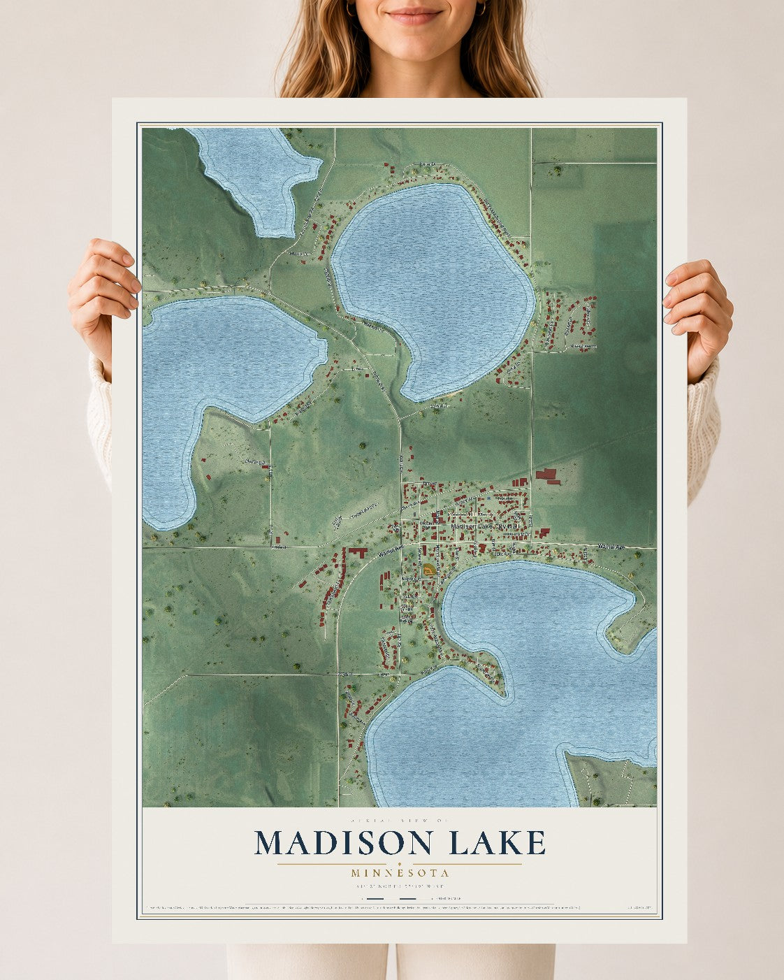 Map of Madison Lake, Minnesota, 24 x 36 inch unframed archival matte print