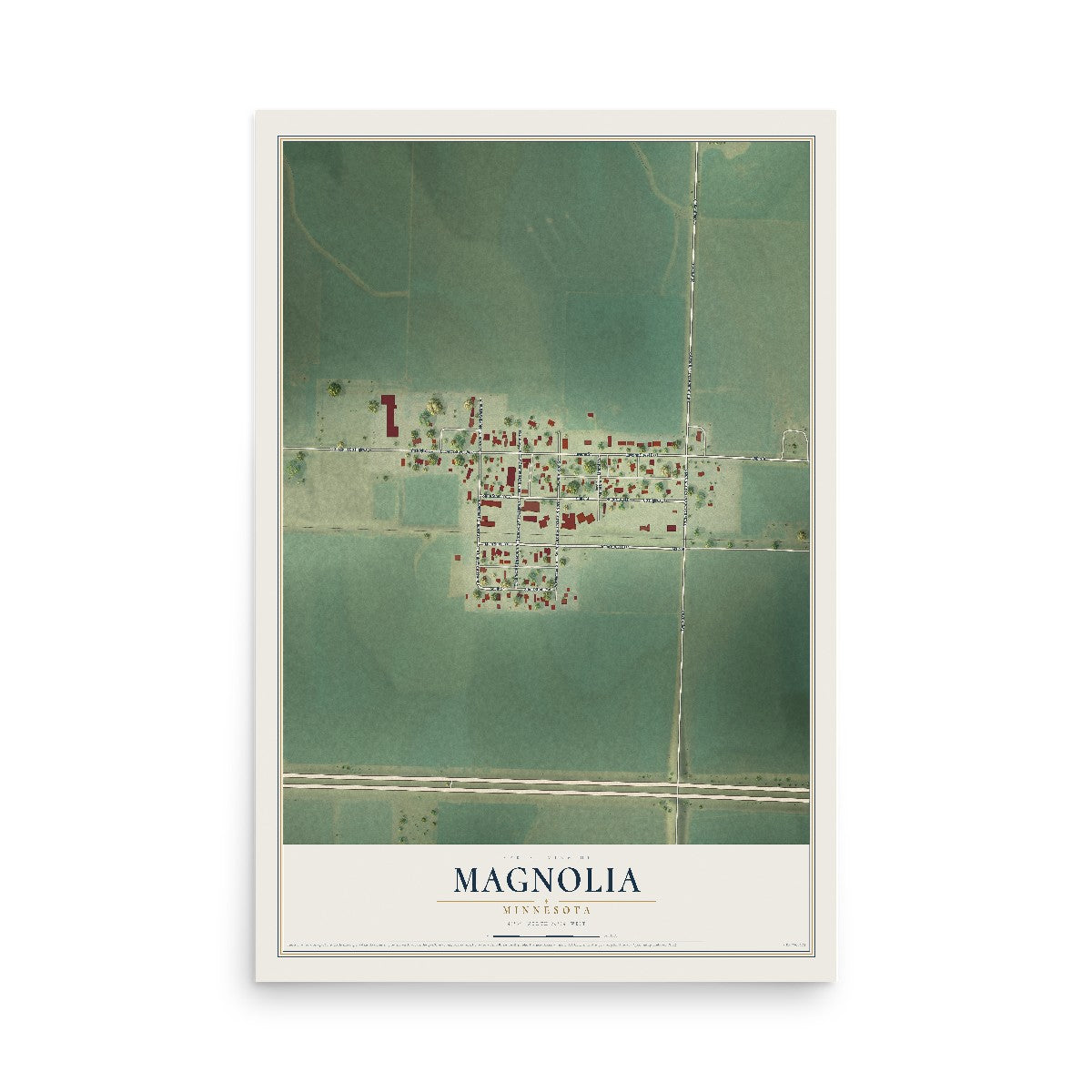 Map of Magnolia, Minnesota, 12 x 18 inch unframed archival matte print