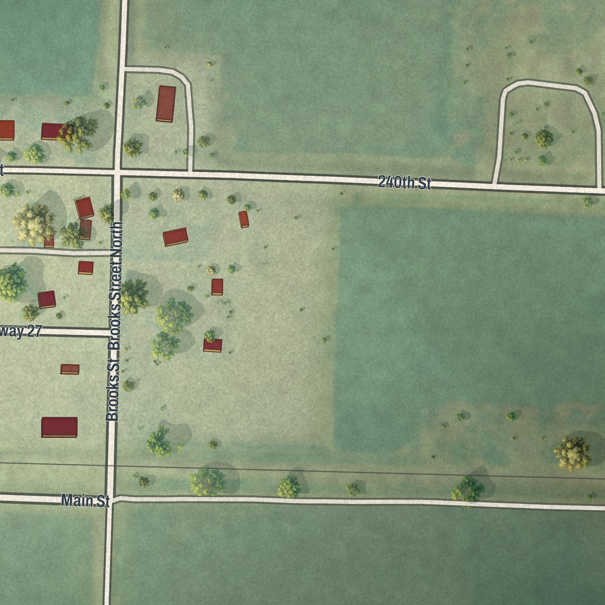 Second close-up of the map of Magnolia, Minnesota print showing more streets and buildings