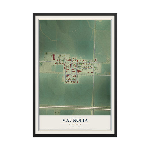 Map of Magnolia, Minnesota, 12 x 18 inch print in a black wood frame