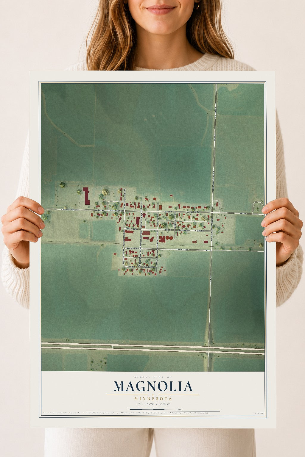 Map of Magnolia, Minnesota, 18 x 24 inch unframed archival matte print