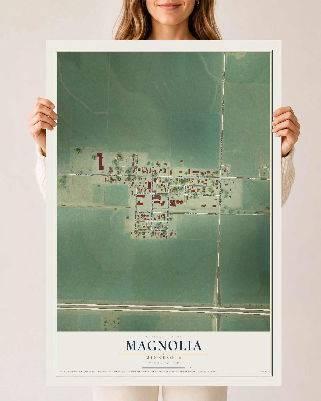 Map of Magnolia, Minnesota, 24 x 36 inch unframed archival matte print