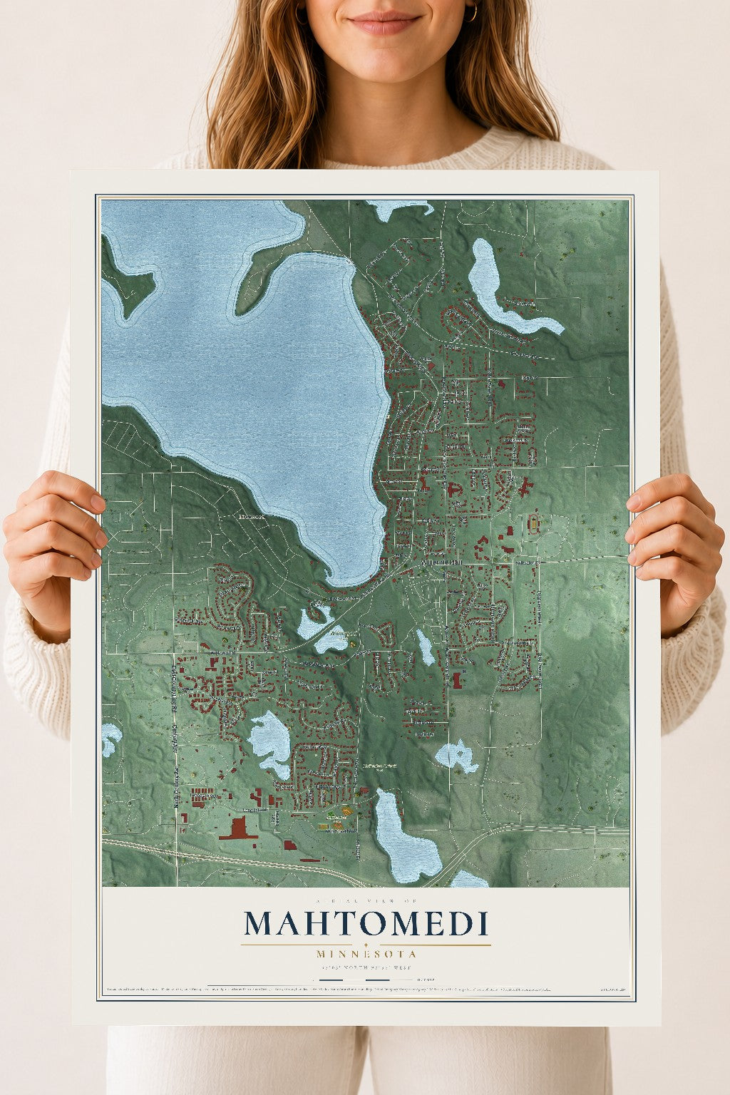 Map of Mahtomedi, Minnesota, 18 x 24 inch unframed archival matte print