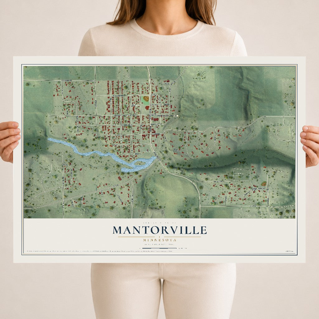 Map of Mantorville, Minnesota, 18 x 24 inch unframed archival matte print
