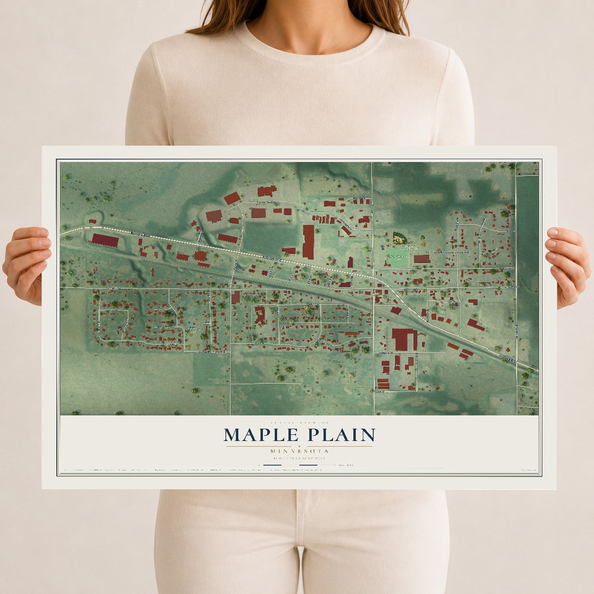 Map of Maple Plain, Minnesota, 12 x 18 inch unframed archival matte print