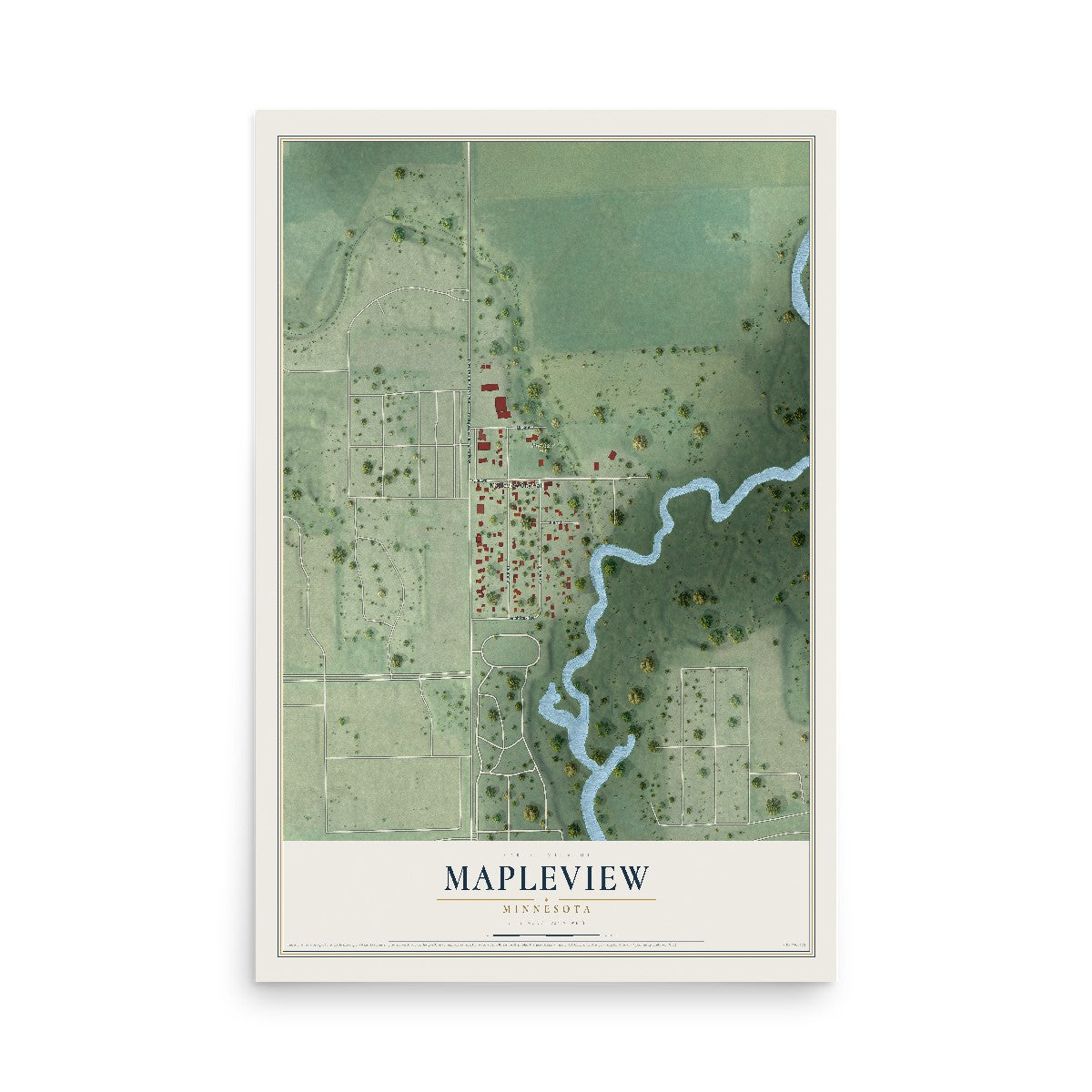 Map of Mapleview, Minnesota, 12 x 18 inch unframed archival matte print