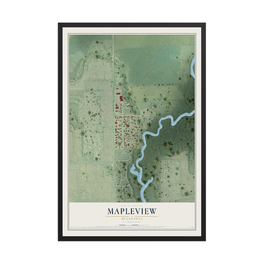 Map of Mapleview, Minnesota, 12 x 18 inch print in a black wood frame