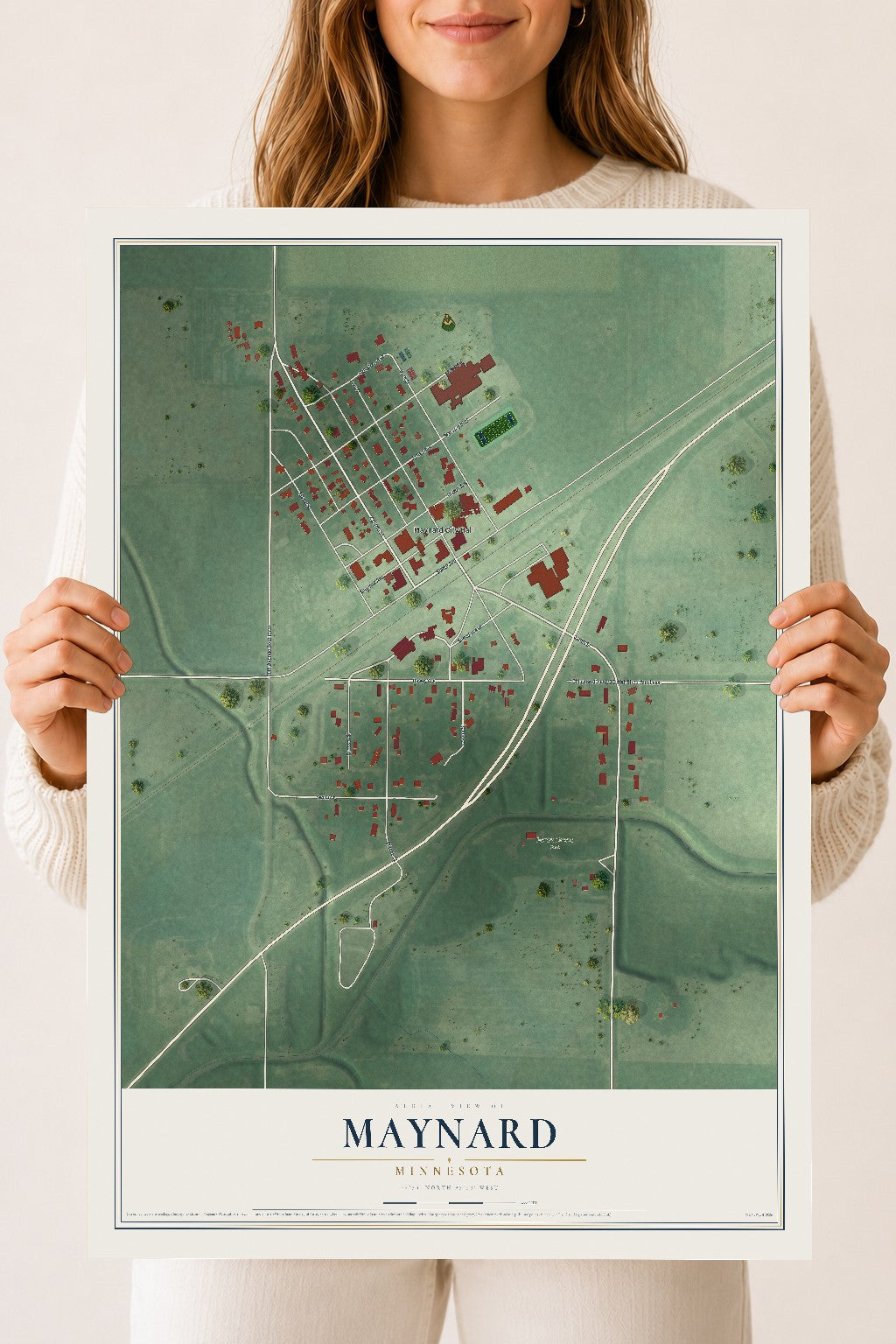 Map of Maynard, Minnesota, 18 x 24 inch unframed archival matte print