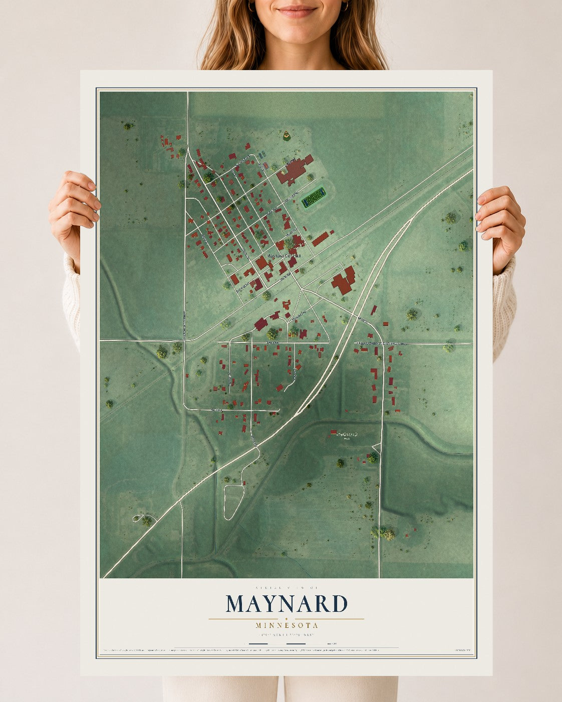 Map of Maynard, Minnesota, 24 x 36 inch unframed archival matte print