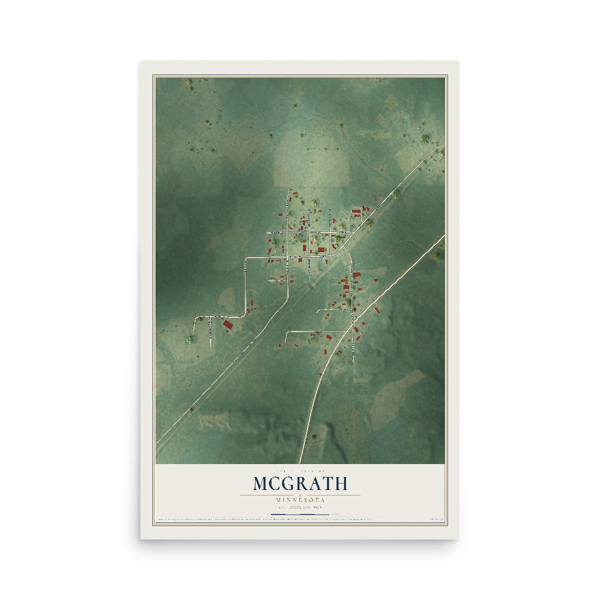 Map of McGrath, Minnesota, 12 x 18 inch unframed archival matte print