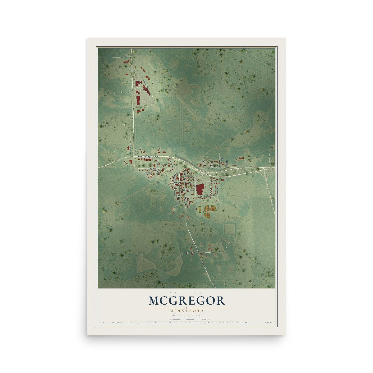 Map of McGregor, Minnesota, 12 x 18 inch unframed archival matte print
