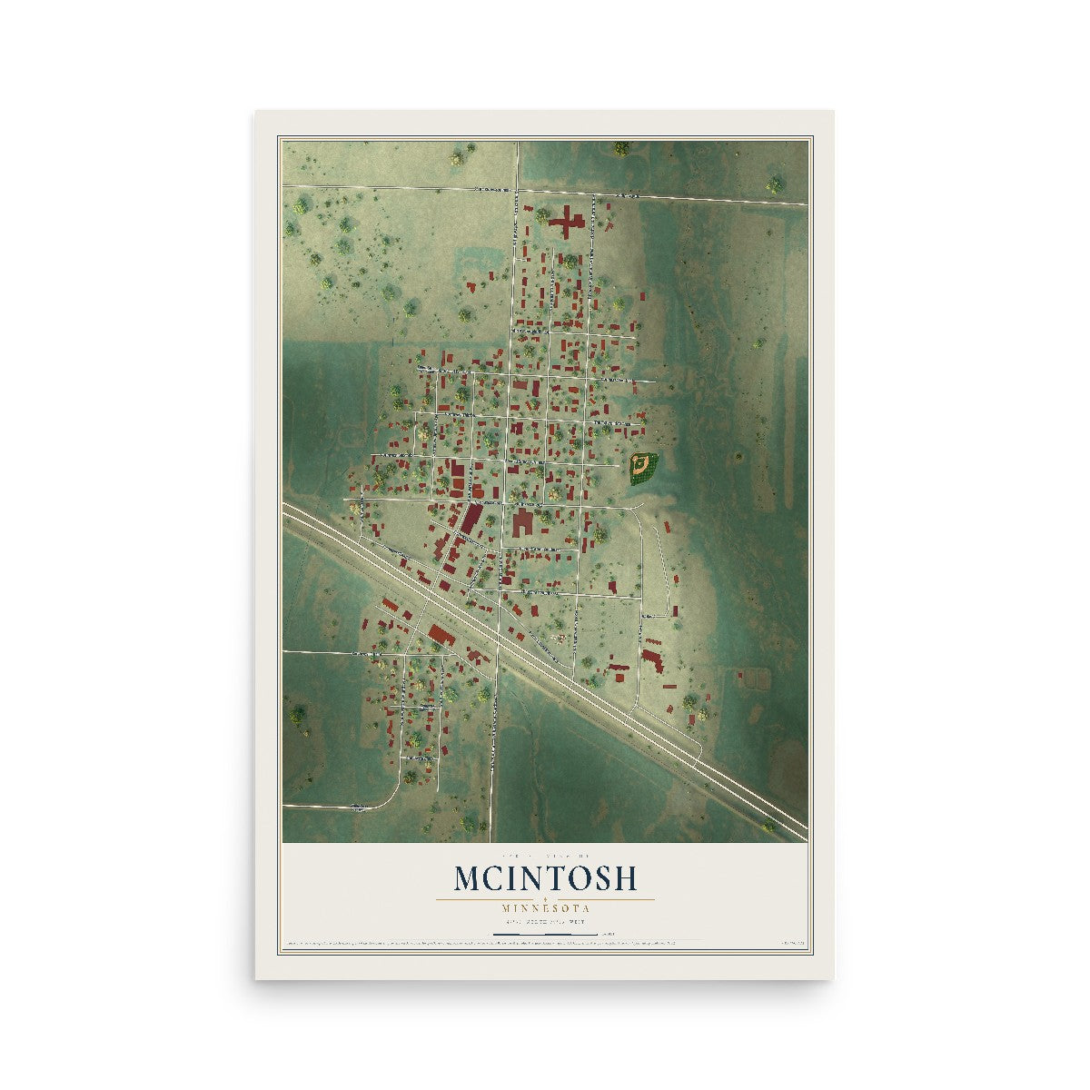 Map of McIntosh, Minnesota, 12 x 18 inch unframed archival matte print