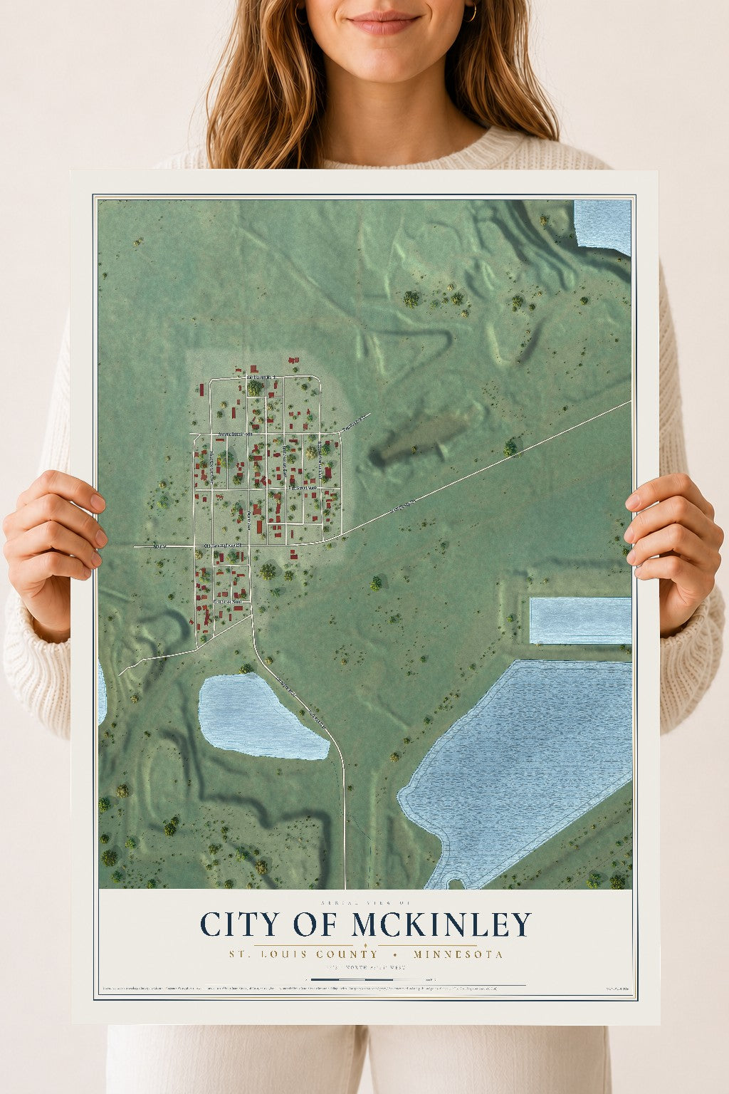 Map of McKinley, Minnesota, 18 x 24 inch unframed archival matte print