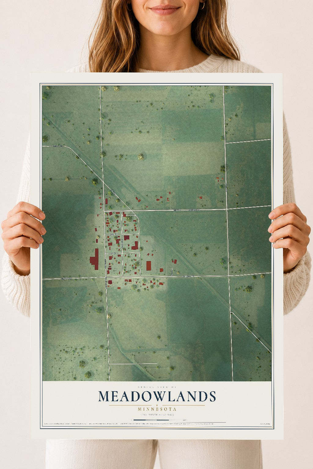 Map of Meadowlands, Minnesota, 18 x 24 inch unframed archival matte print