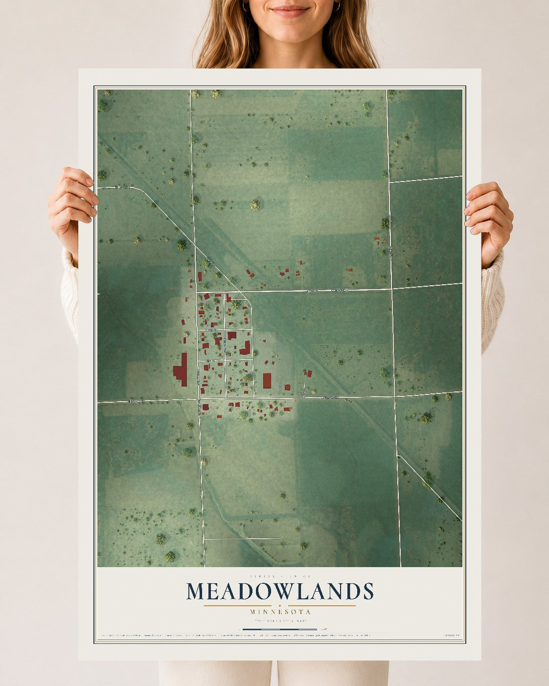 Map of Meadowlands, Minnesota, 24 x 36 inch unframed archival matte print