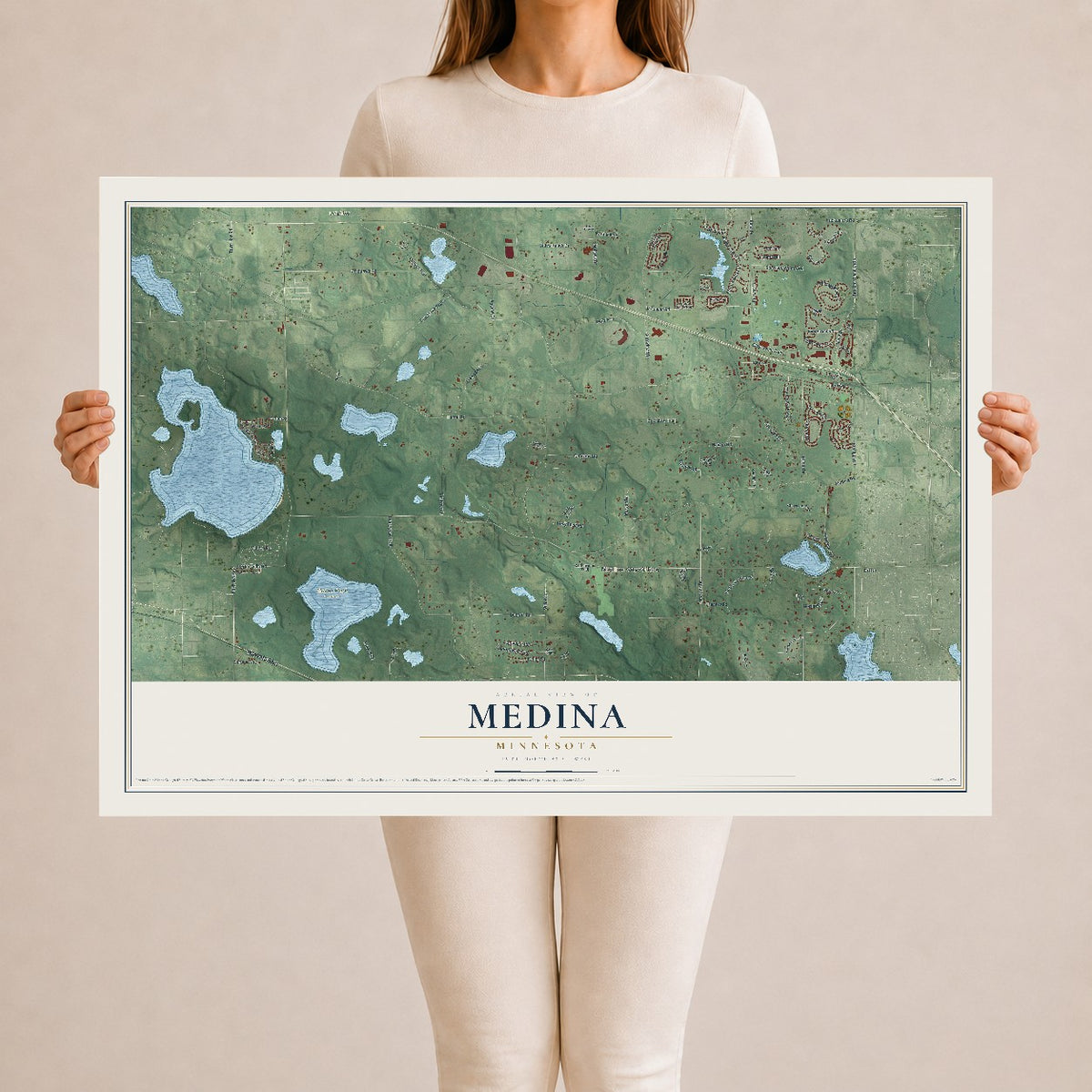 Map of Medina, Minnesota, 24 x 36 inch unframed archival matte print