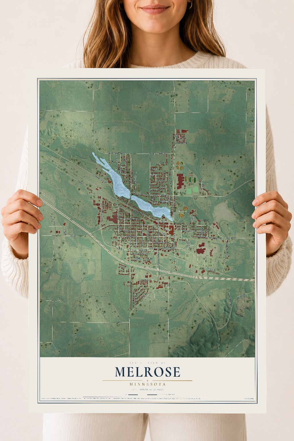 Map of Melrose, Minnesota, 18 x 24 inch unframed archival matte print
