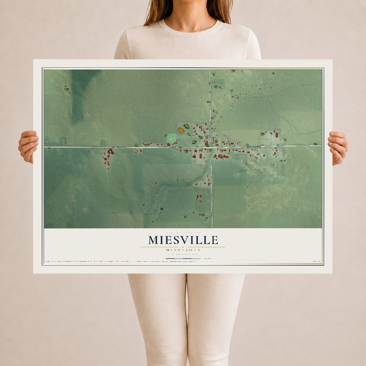 Map of Miesville, Minnesota, 24 x 36 inch unframed archival matte print