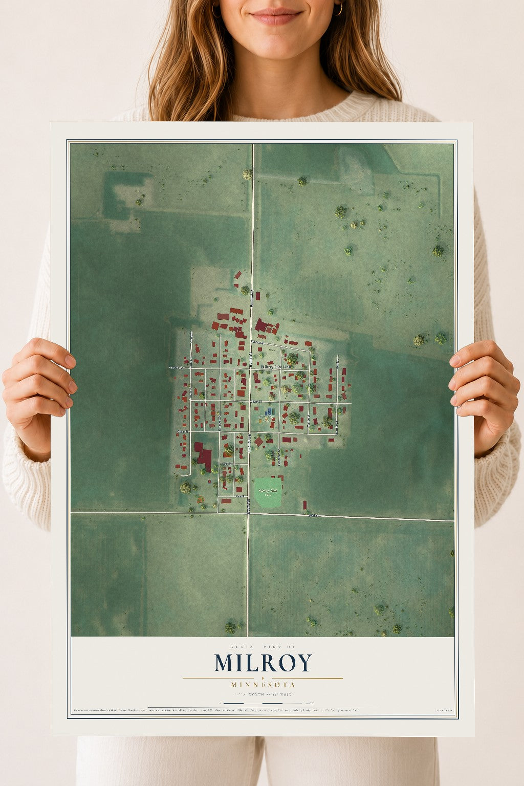 Map of Milroy, Minnesota, 18 x 24 inch unframed archival matte print