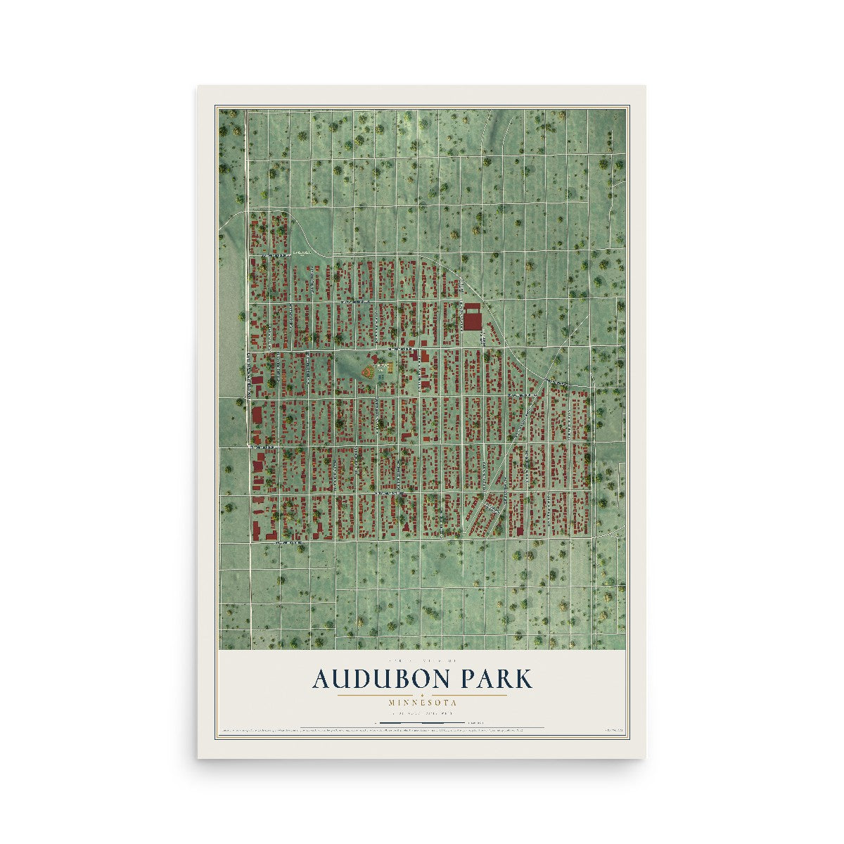 Map of Audubon Park, Minnesota, 12 x 18 inch unframed archival matte print