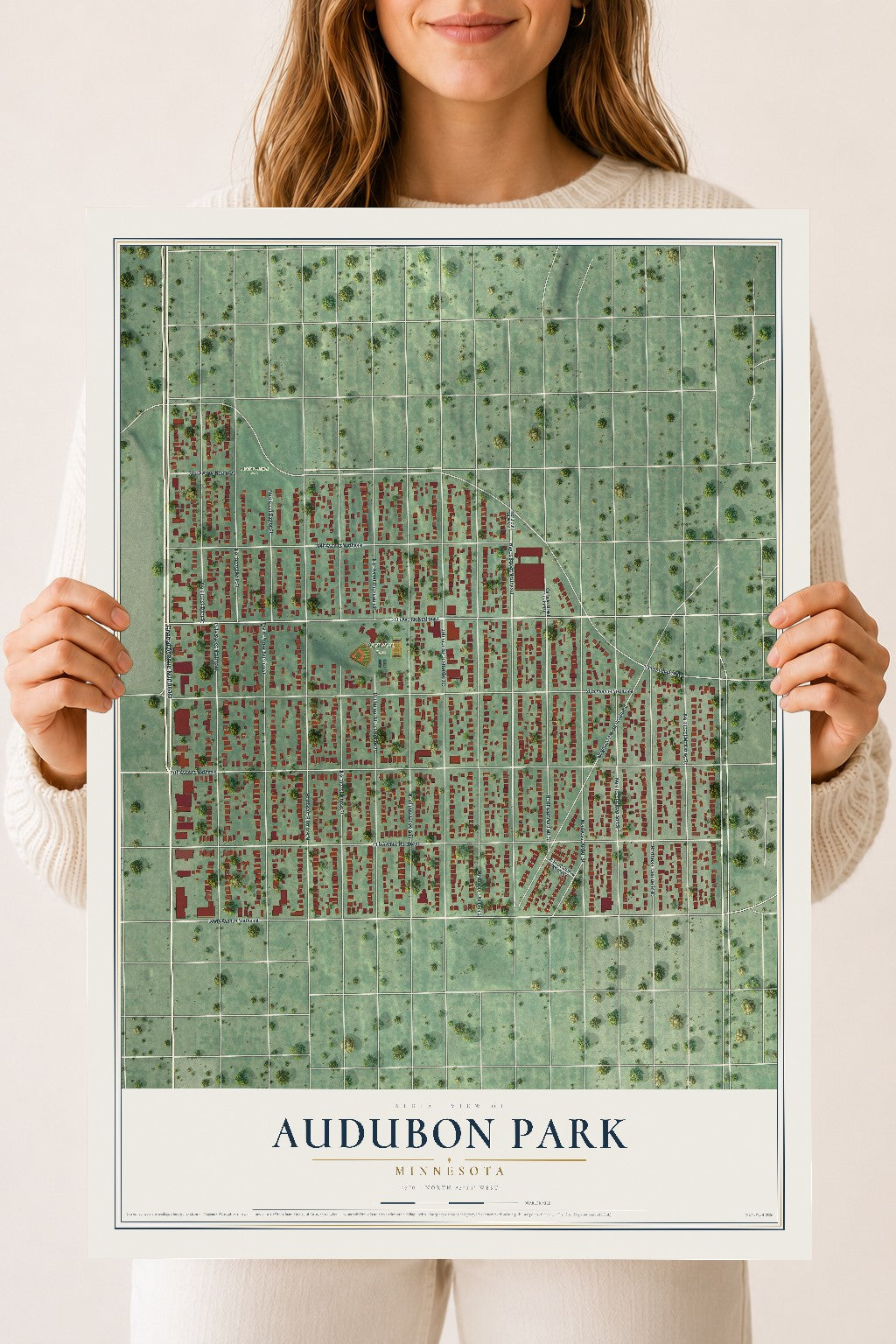 Map of Audubon Park, Minnesota, 18 x 24 inch unframed archival matte print