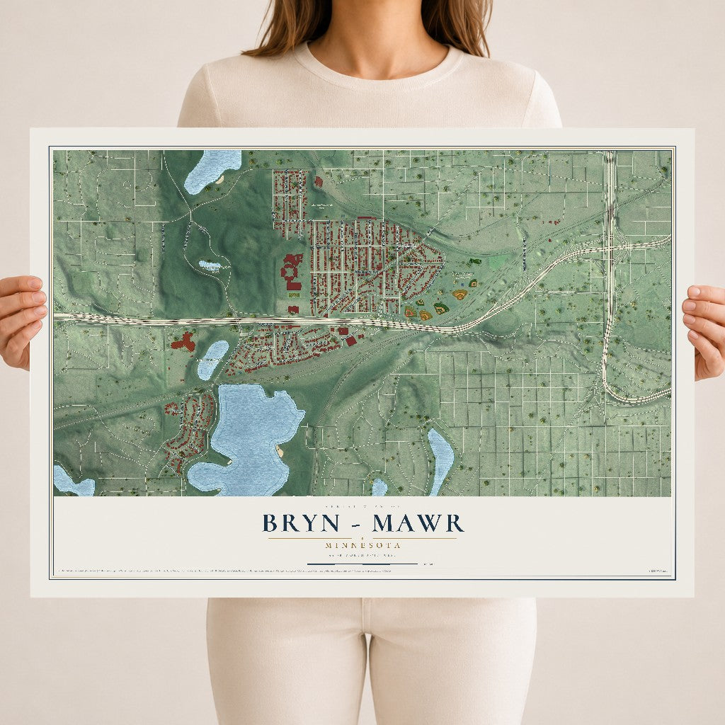 Map of Bryn - Mawr, Minnesota, 18 x 24 inch unframed archival matte print