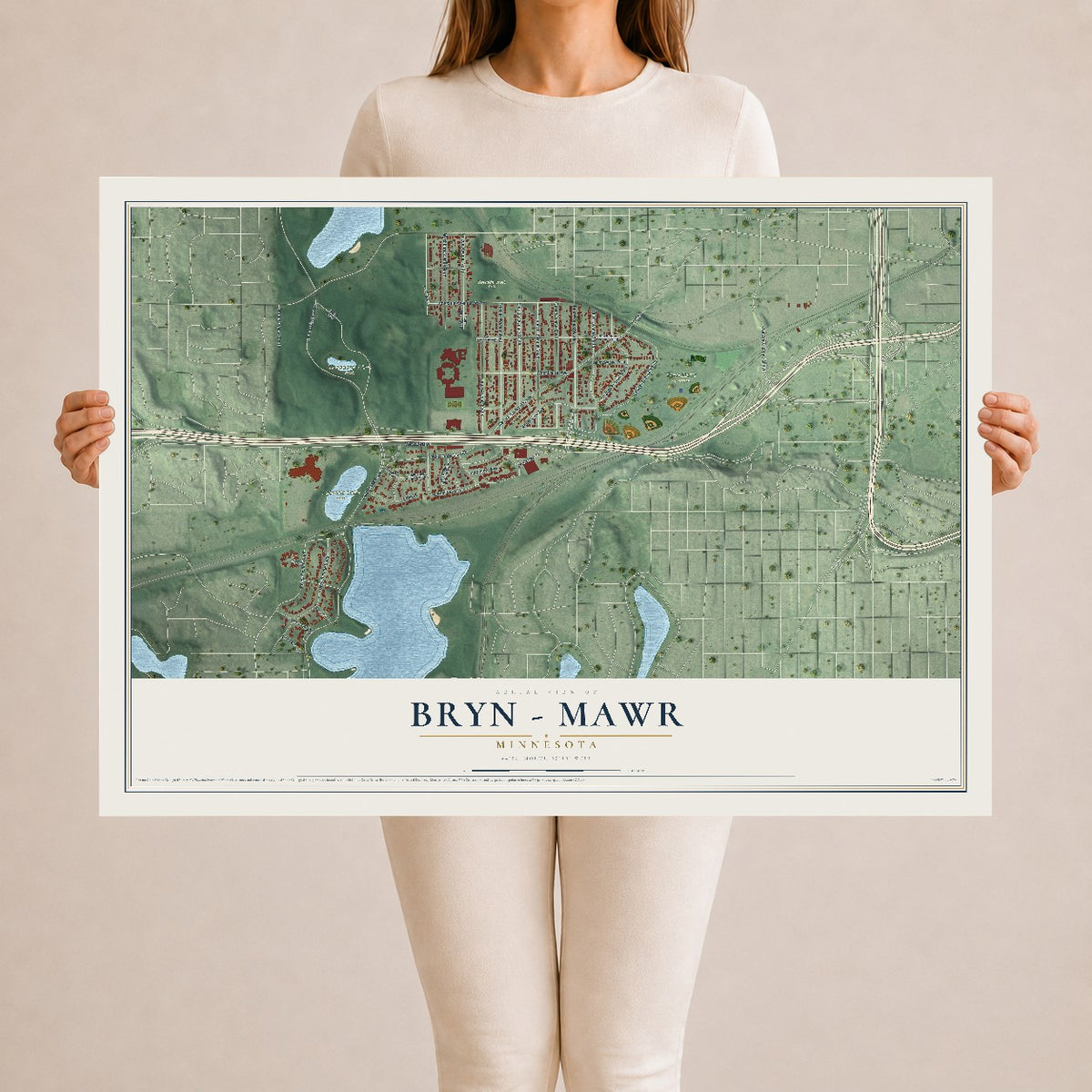 Map of Bryn - Mawr, Minnesota, 24 x 36 inch unframed archival matte print