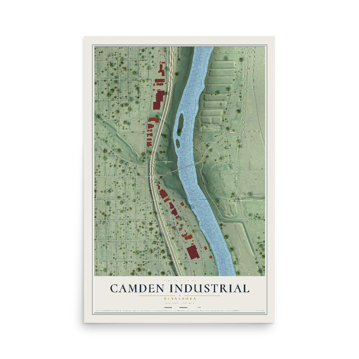 Map of Camden Industrial, Minnesota, 12 x 18 inch unframed archival matte print