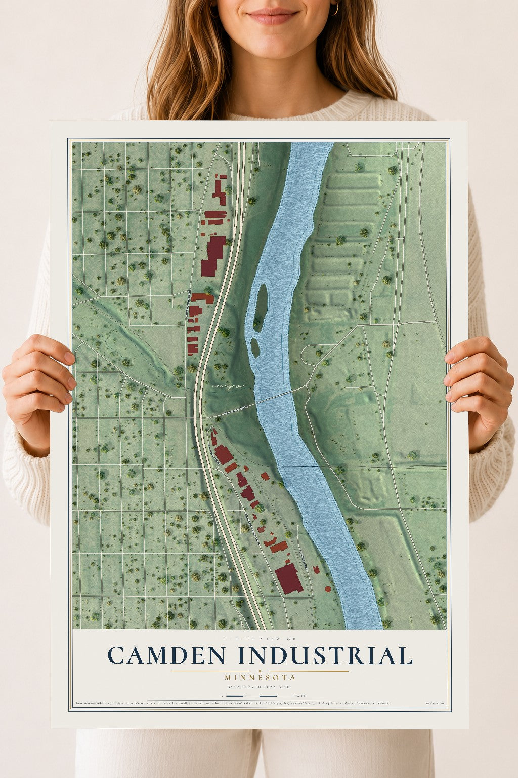 Map of Camden Industrial, Minnesota, 18 x 24 inch unframed archival matte print