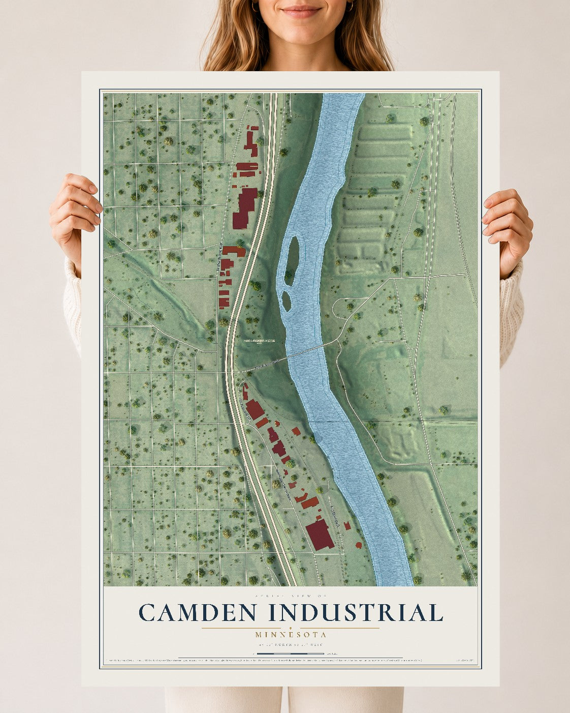 Map of Camden Industrial, Minnesota, 24 x 36 inch unframed archival matte print