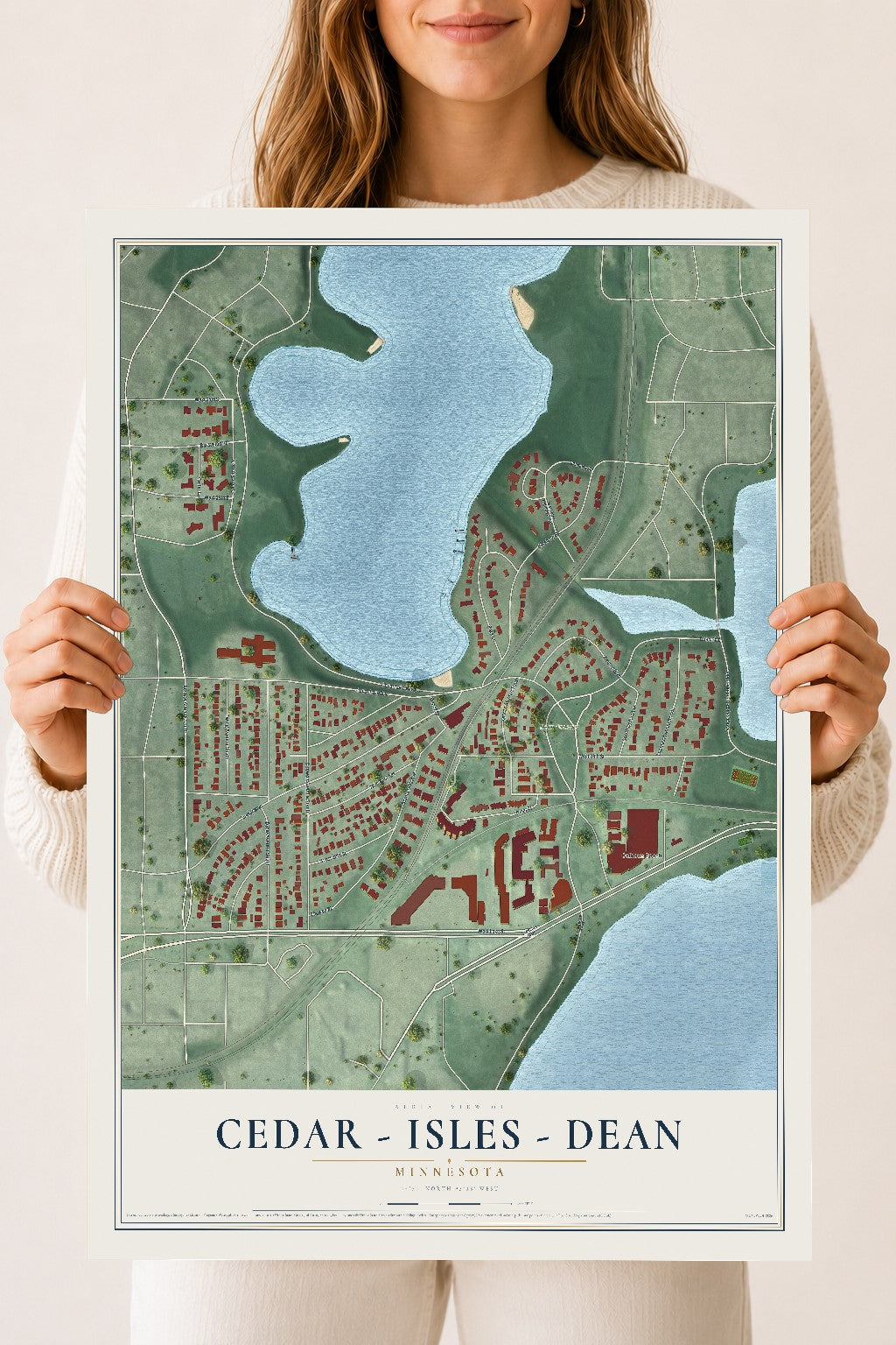 Map of Cedar - Isles - Dean, Minnesota, 18 x 24 inch unframed archival matte print