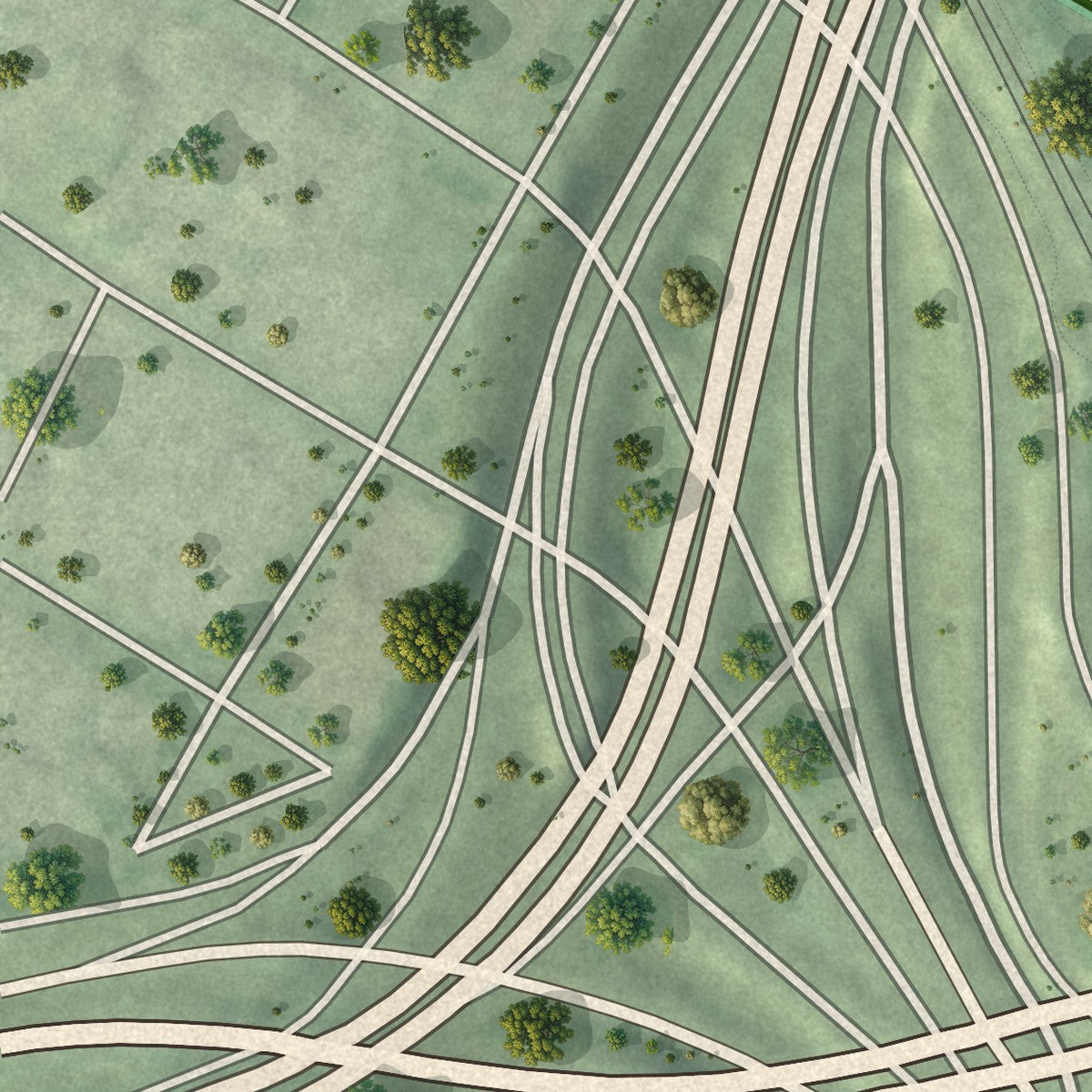 Close-up of the map of Cedar Riverside, Minnesota print showing street and building detail
