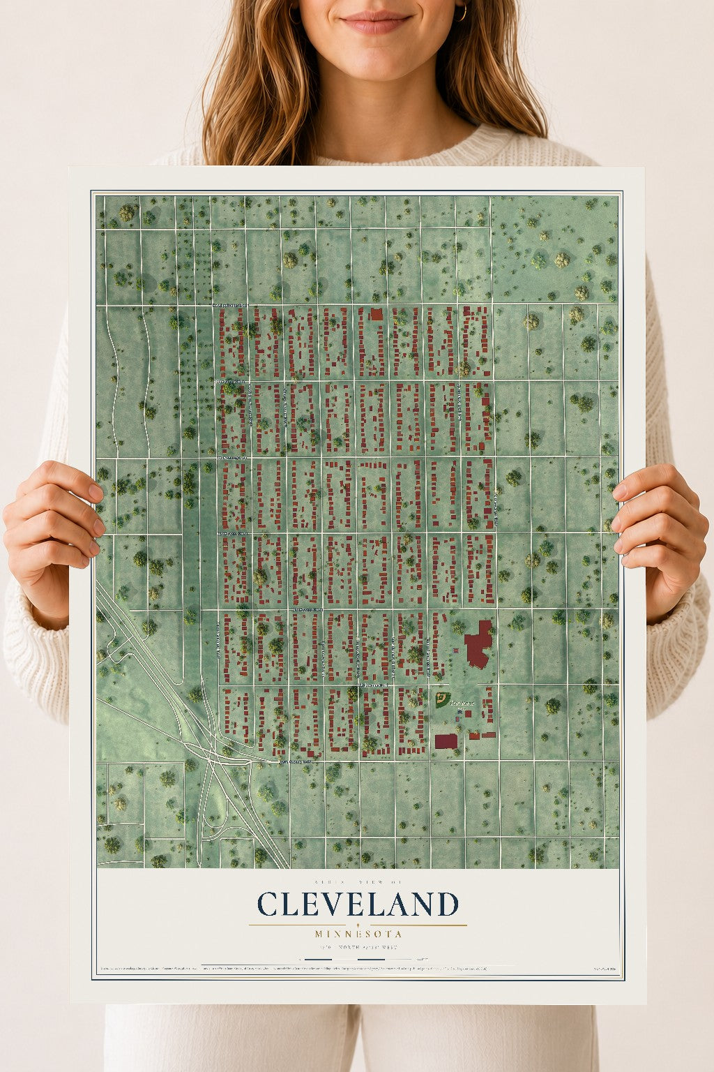 Map of Cleveland, Minneapolis, Minnesota, 18 x 24 inch unframed archival matte print