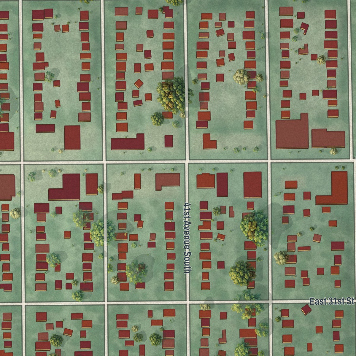 Close-up of the map of Cooper, Minnesota print showing street and building detail