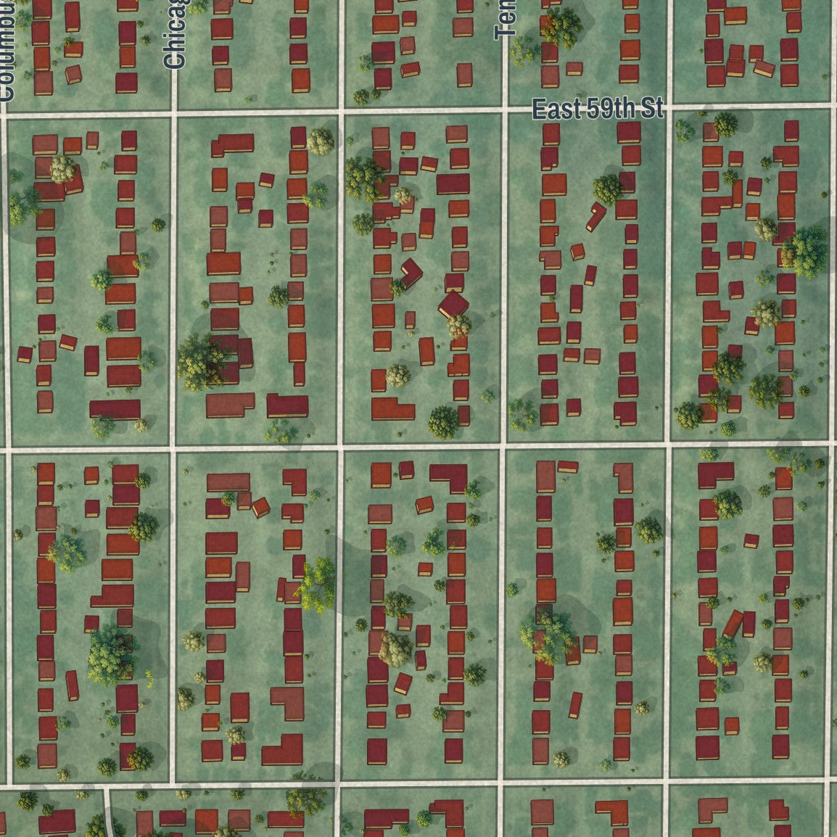 Second close-up of the map of Diamond Lake, Minnesota print showing more streets and buildings