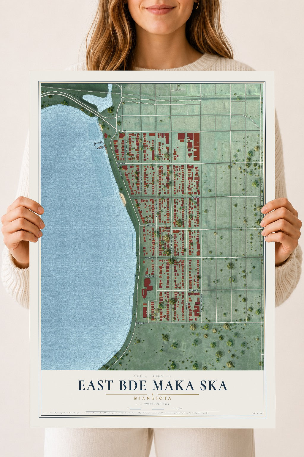 Map of East Bde Maka Ska, Minnesota, 18 x 24 inch unframed archival matte print
