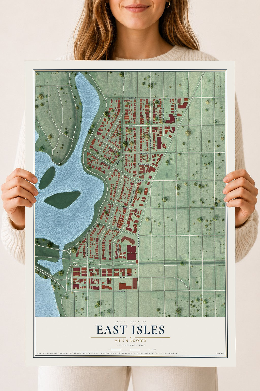 Map of East Isles, Minnesota, 18 x 24 inch unframed archival matte print