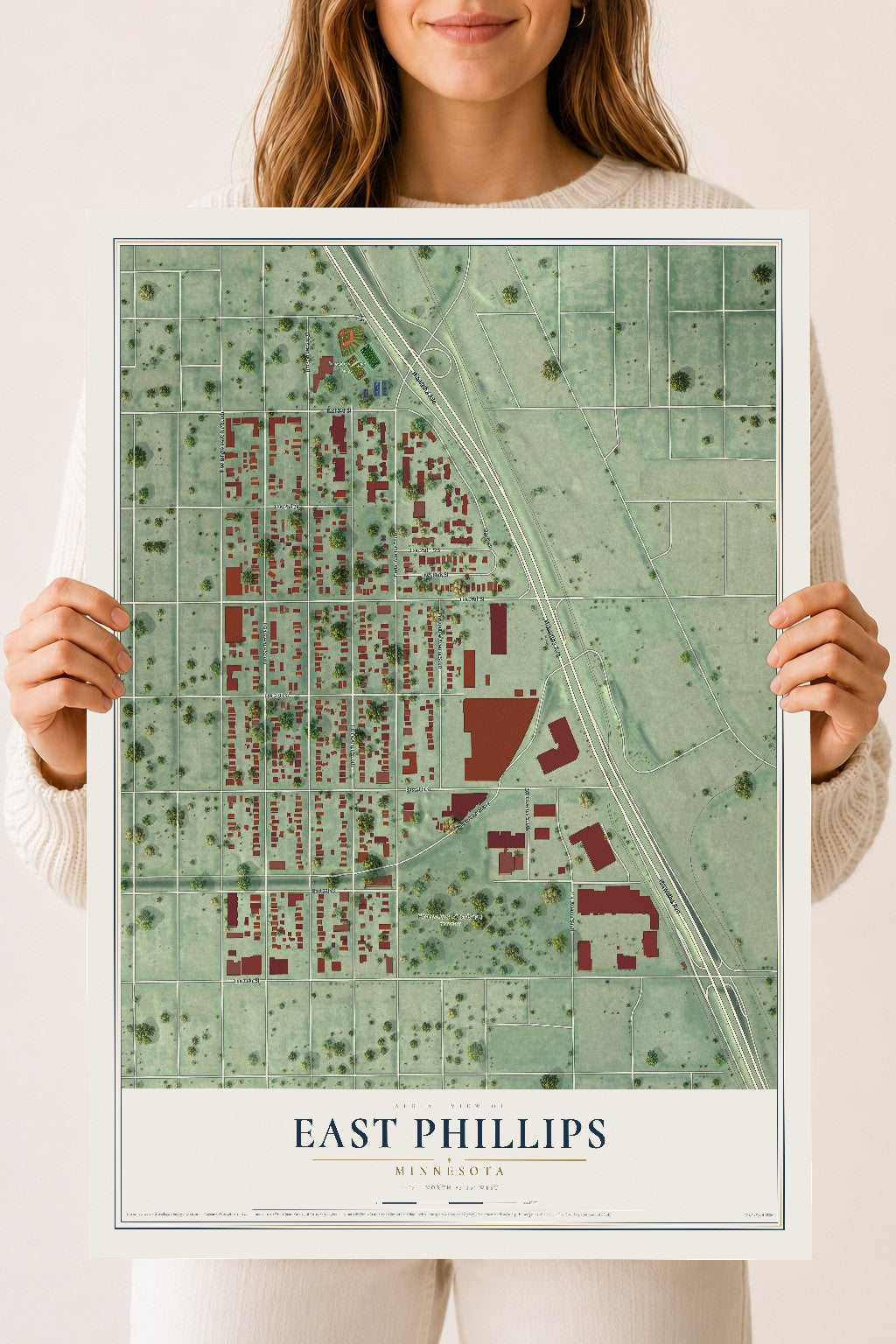 Map of East Phillips, Minnesota, 18 x 24 inch unframed archival matte print