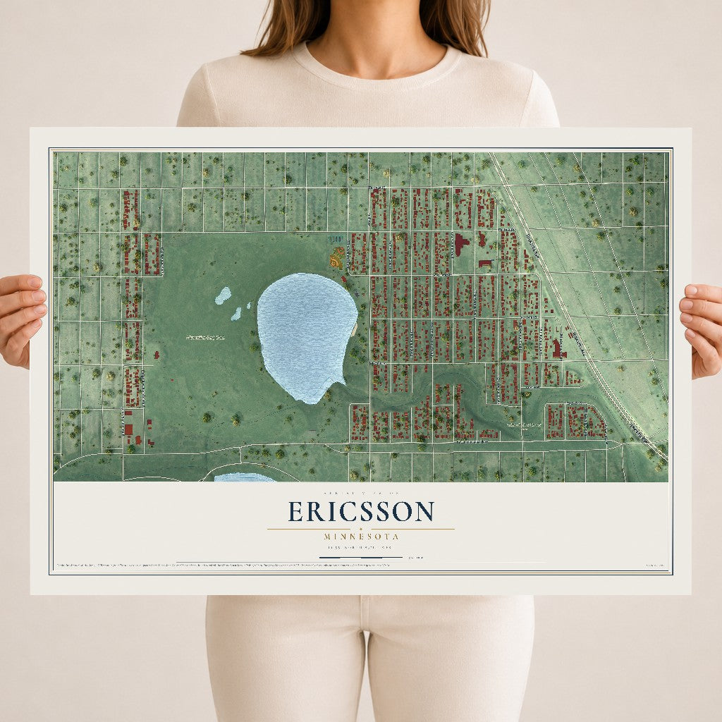 Map of Ericsson, Minnesota, 18 x 24 inch unframed archival matte print
