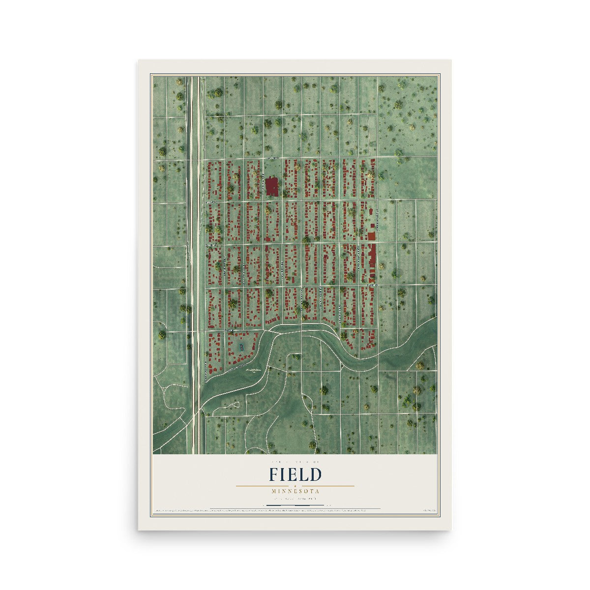Map of Field, Minnesota, 12 x 18 inch unframed archival matte print