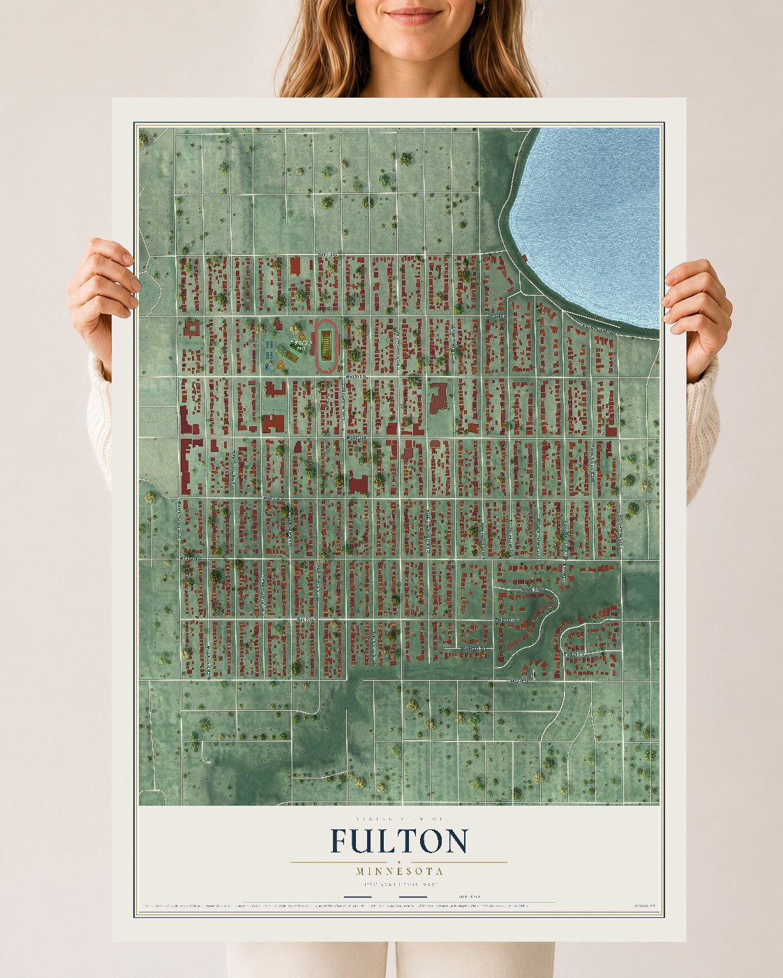 Map of Fulton, Minnesota, 24 x 36 inch unframed archival matte print