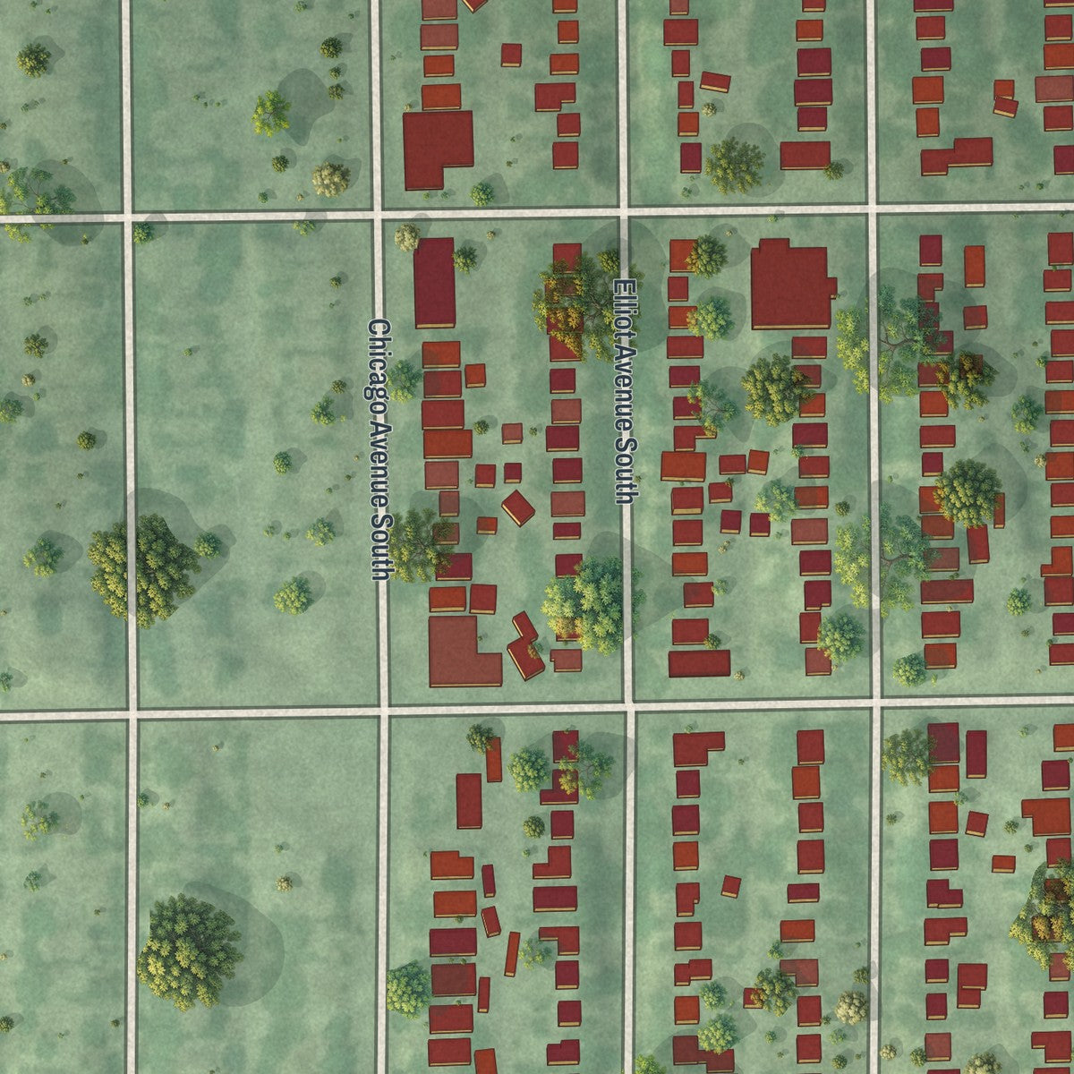 Second close-up of the map of Hale, Minnesota print showing more streets and buildings