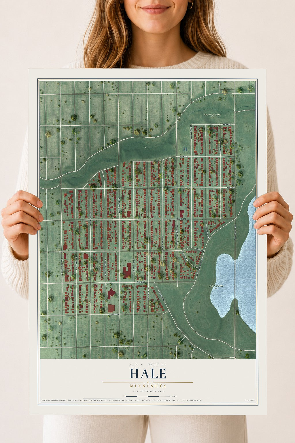 Map of Hale, Minnesota, 18 x 24 inch unframed archival matte print
