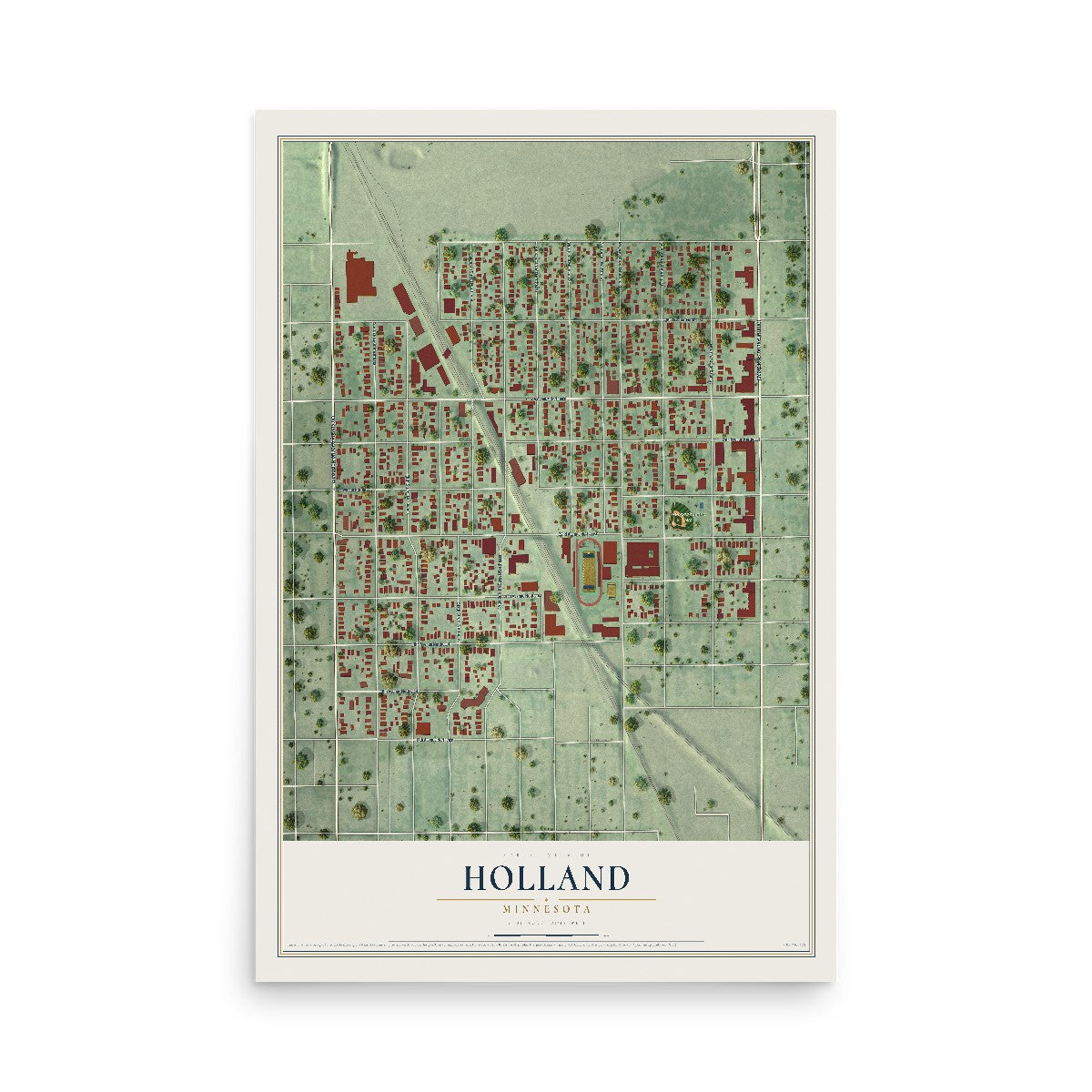 Map of Holland, Minneapolis, Minnesota, 12 x 18 inch unframed archival matte print