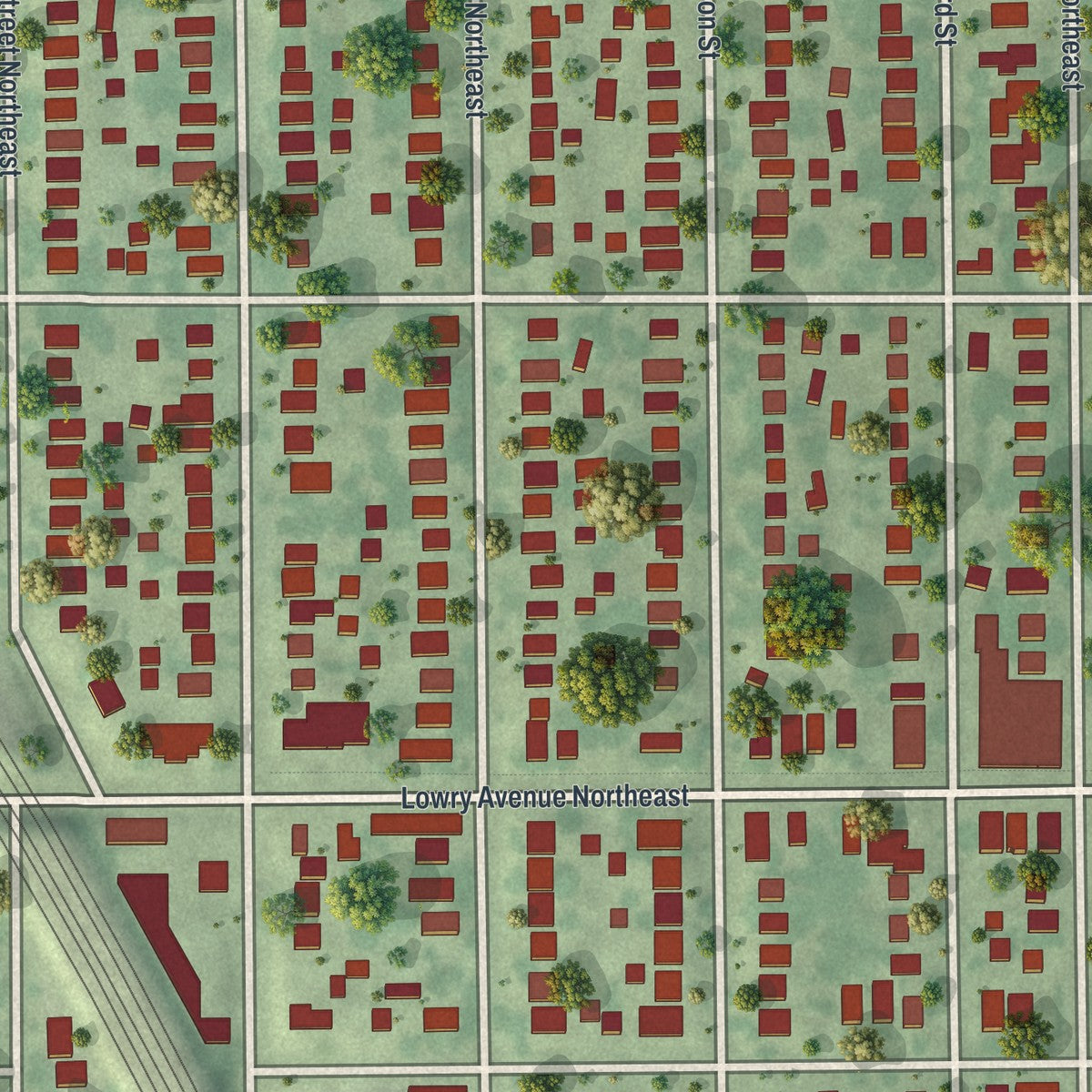 Close-up of the map of Holland, Minneapolis, Minnesota print showing street and building detail
