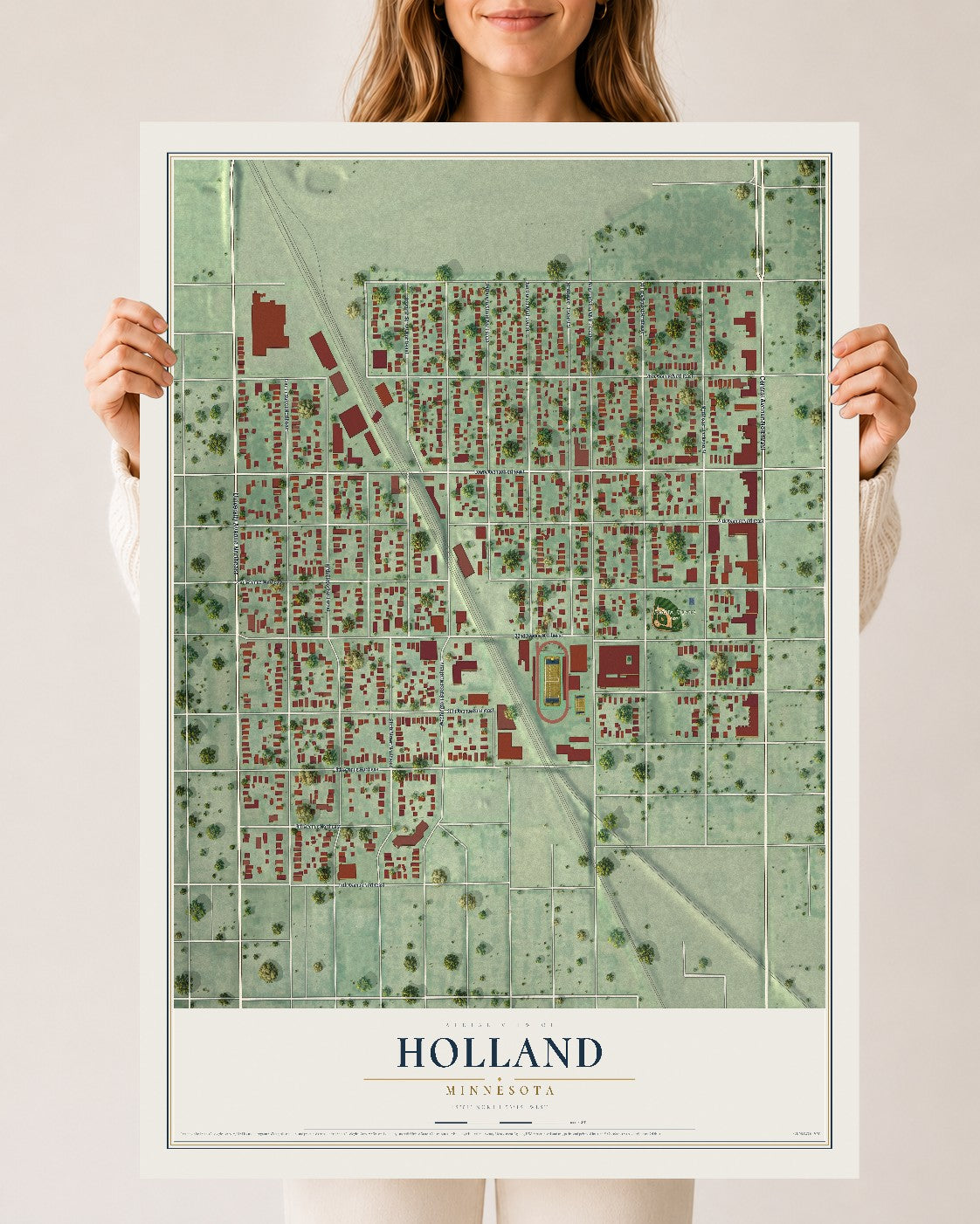 Map of Holland, Minneapolis, Minnesota, 24 x 36 inch unframed archival matte print