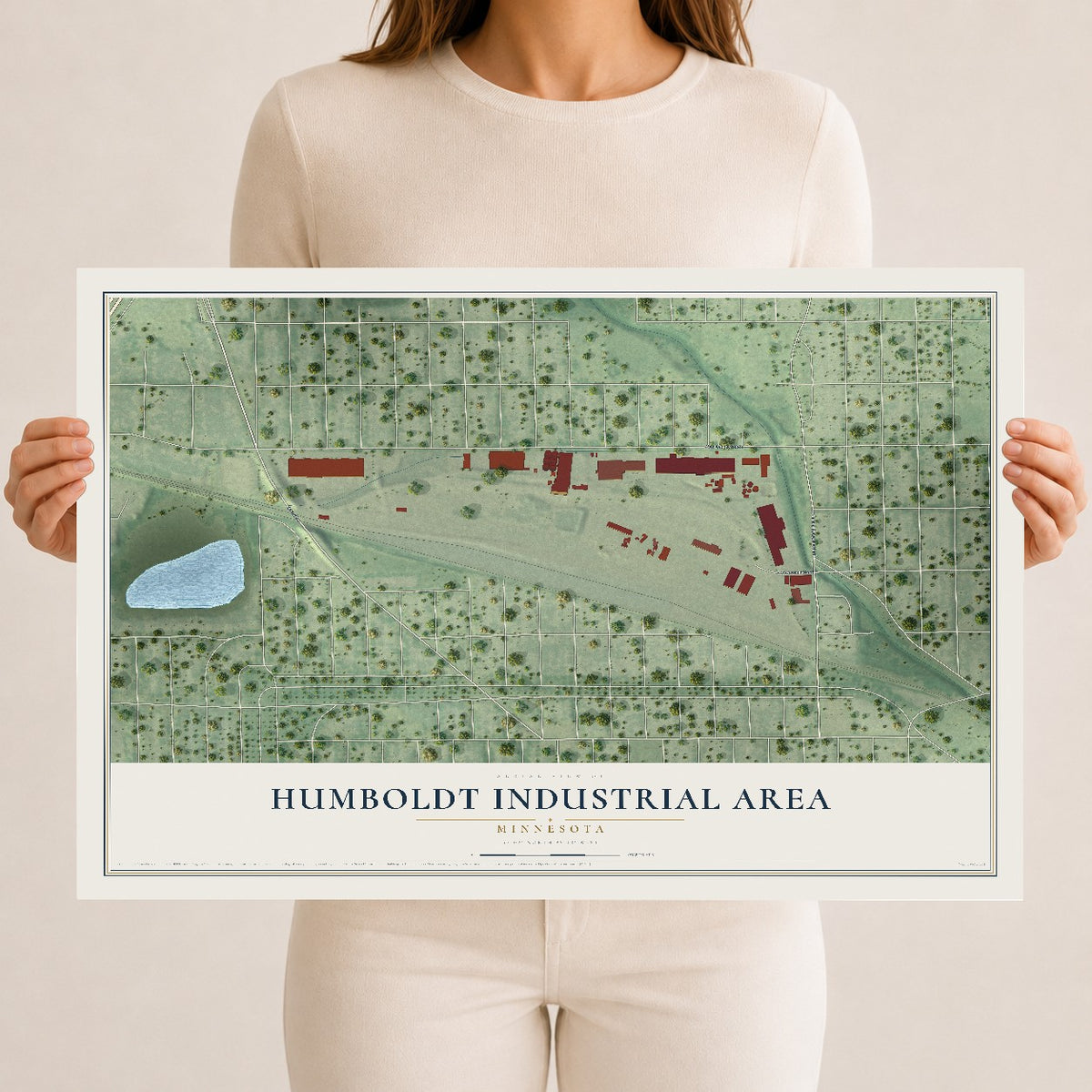 Map of Humboldt Industrial Area, Minnesota, 12 x 18 inch unframed archival matte print