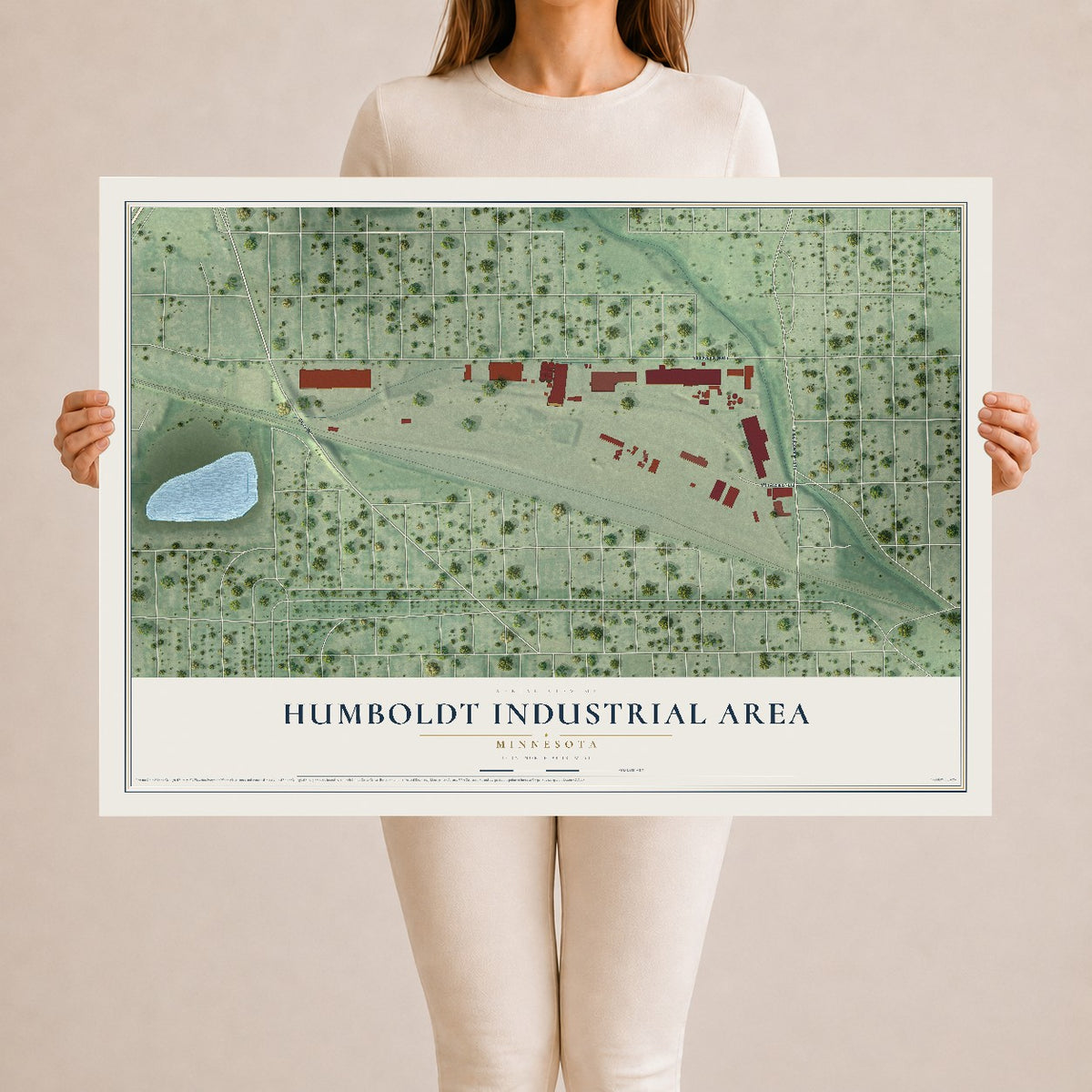 Map of Humboldt Industrial Area, Minnesota, 24 x 36 inch unframed archival matte print